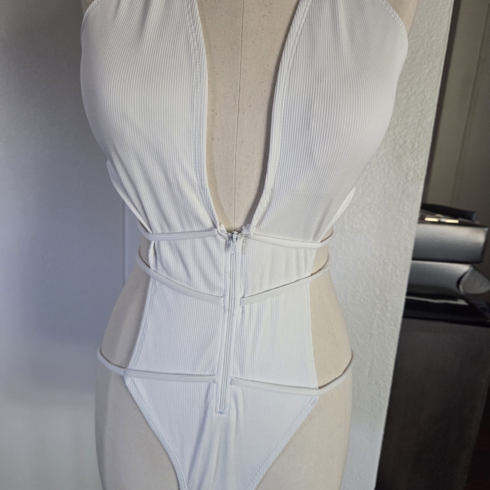 White Plunge Swimsuit